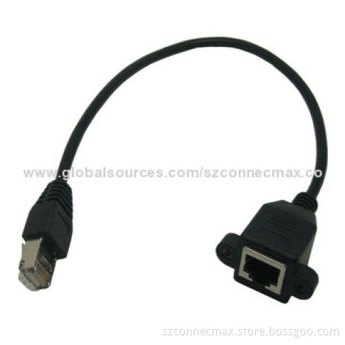Panel Mount RJ45 F/M Ethernet Network Cable, Available in Gray, Black, White Colors
